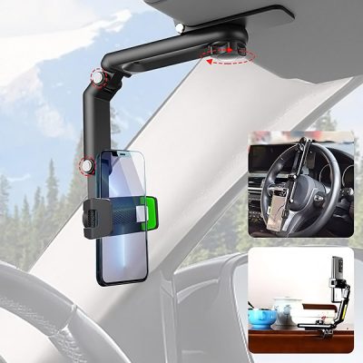 Supporto per Telefono da Auto Retrattile - Rotazione a 360°, Antiscivolo | VISORDOCK